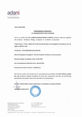 Performance Certificate - Asbesco 2024