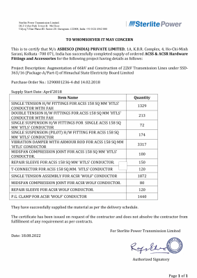 Performance Certificate_Sterlite Power_HPSEB